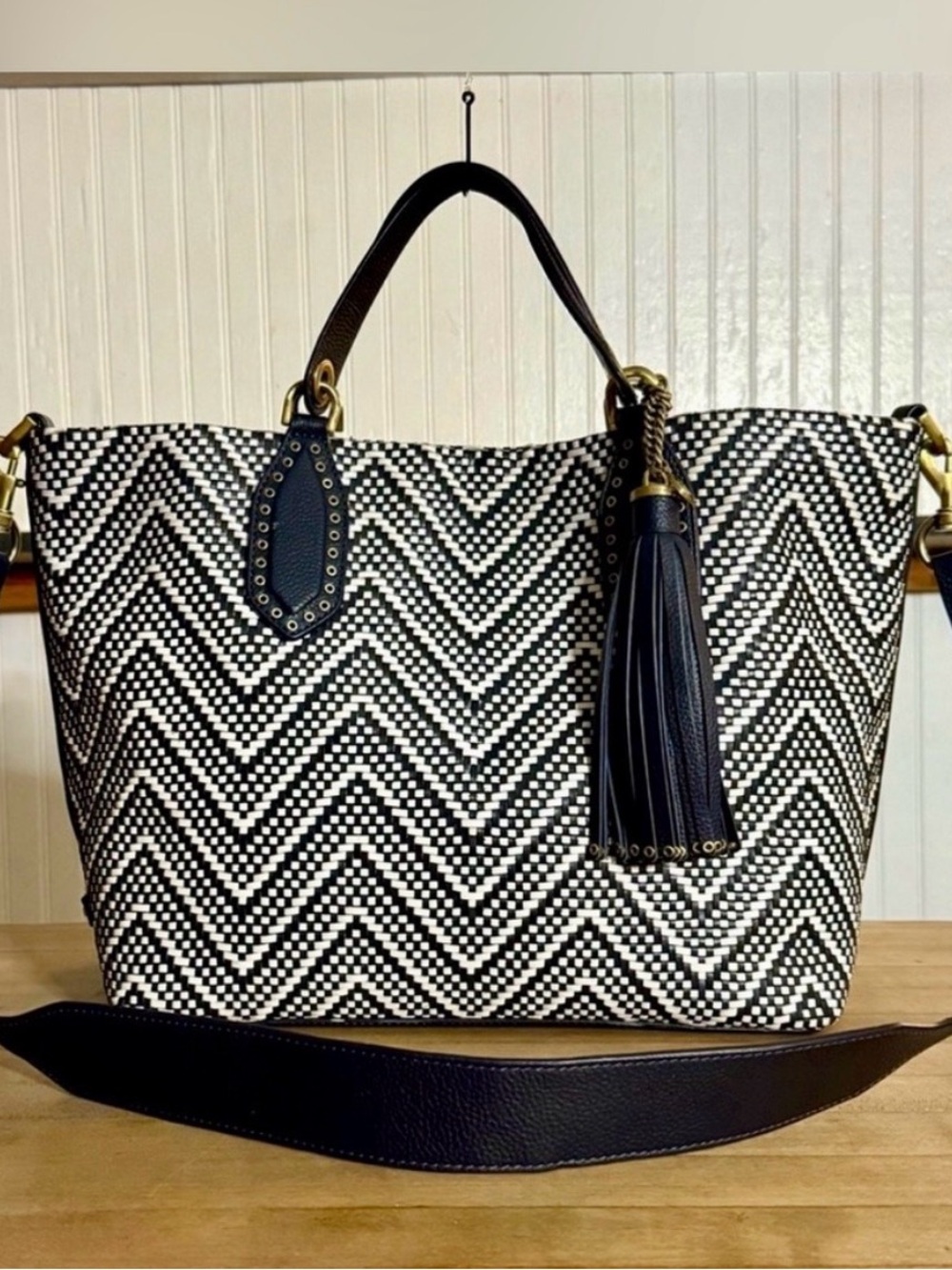 Michael Kors Brooklyn Large Woven Leather Satchel~ EUC